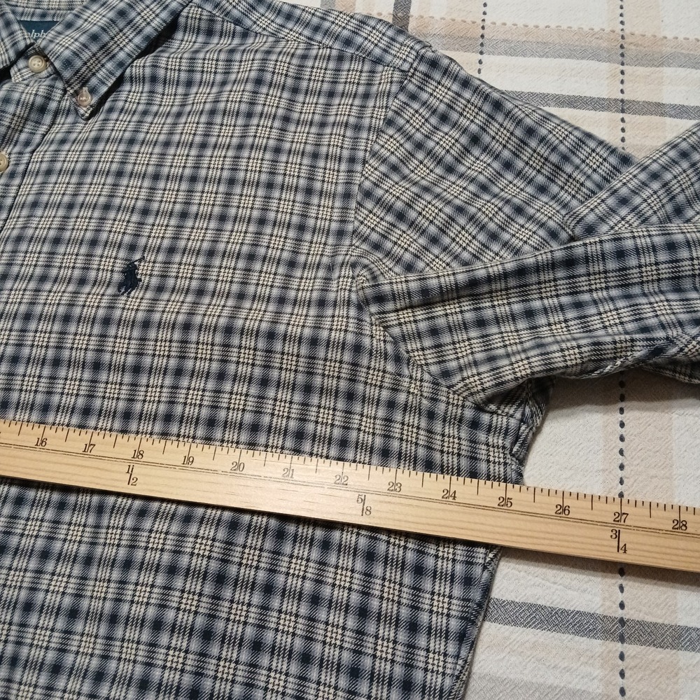 Polo Ralph Lauren 100% Cotton Classic Fit Blue Plaid L/S Button Shirt Size L - Picture 6 of 8